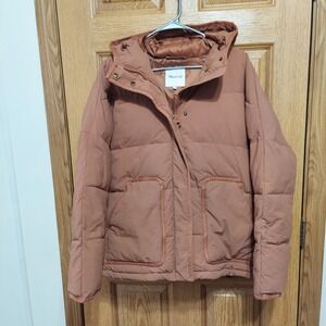 Madewell Women's Holland Quilted Puffer Parka Coat Size Large Warm Umber color